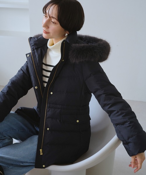 セール】【GREEN DOWN/グリーンダウン】ファー付きダウンミドル丈