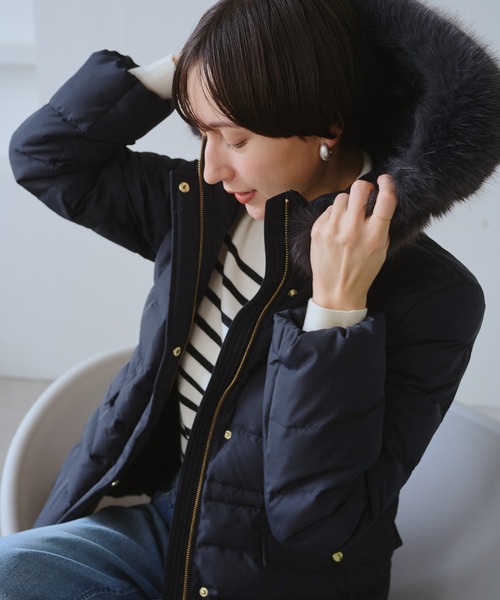 セール】【GREEN DOWN/グリーンダウン】ファー付きダウンミドル丈