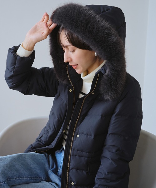 ROPE' PICNIC（ロペピクニック）の「【GREEN DOWN/グリーンダウン】ファー付きダウンミドル丈コート/リンクコーデ（ダウンジャケット/コート・レディース・オフホワイト/ブラック/ネイビー・M/S）」の17枚目の写真