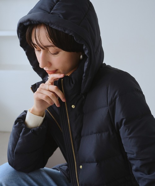 GREEN DOWN/グリーンダウン】ファー付きダウンミドル丈コート/リンク