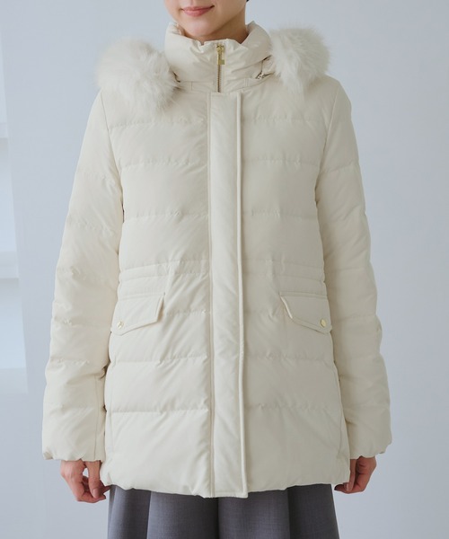 セール】【GREEN DOWN/グリーンダウン】ファー付きダウンミドル丈