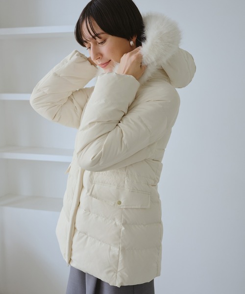 超レア品　美品　イタリア製　グリーン　ダウンコート　ファー付き GREEN DOWN/グリーンダウン】ファー付きダウンミドル丈コート（ダウン