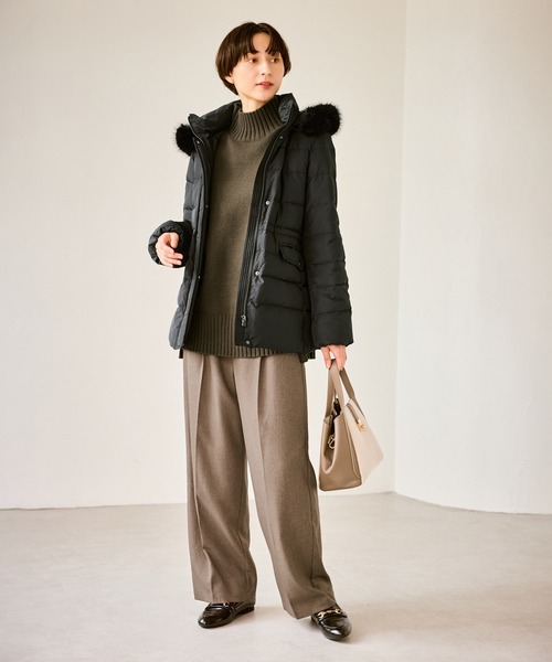 セール】【GREEN DOWN/グリーンダウン】ファー付きダウンミドル丈
