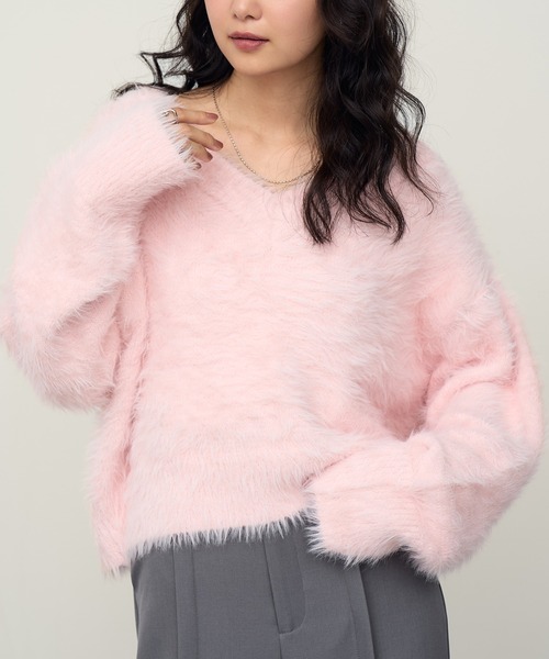 NOGLE(ノグル)の「【NOGLE/ノグル】2wayオフショルシャギーVネックニット(ニット/セーター・レディース・グレイッシュベージュ/アイボリー/ピンク/チャコール・FREE)」の22枚目の写真