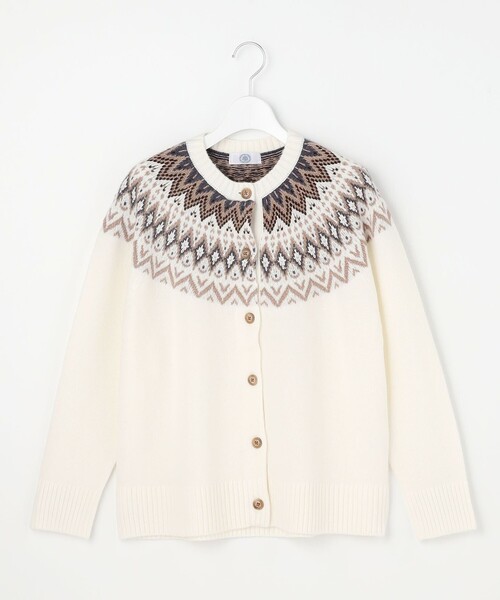 J.PRESS(ジェイプレス)の「FAIR ISLE ニット カーディガン(カーディガン/ボレロ・レディース・ライトグレー系/ホワイト系/ネイビー系・T13)」の22枚目の写真