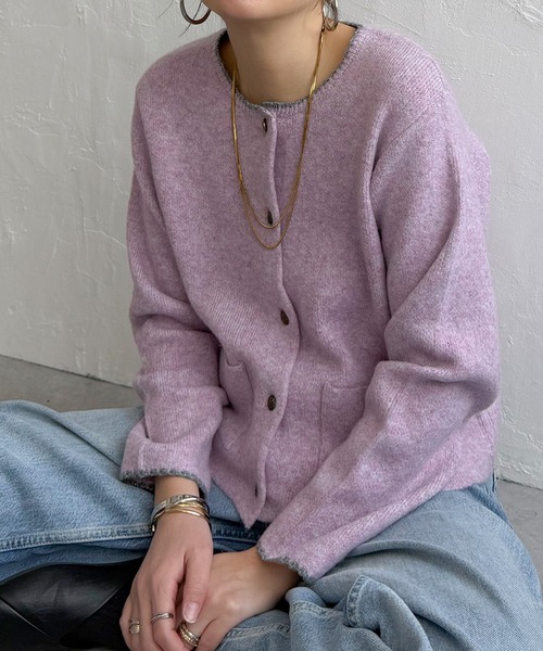 LBC(エルビーシー)の「配色ポケットショートカーディガン(カーディガン/ボレロ・レディース・ホワイト/グレー/ピンク/ブルー・M/L)」の4枚目の写真