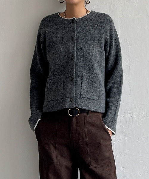 LBC(エルビーシー)の「配色ポケットショートカーディガン(カーディガン/ボレロ・レディース・ホワイト/グレー/ピンク/ブルー・M/L)」の7枚目の写真