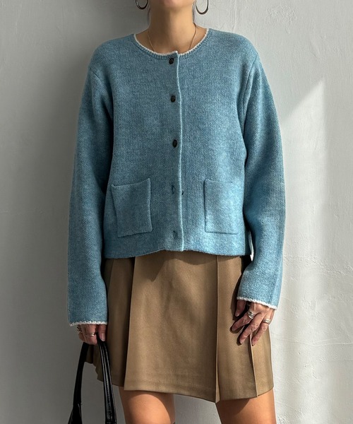 LBC(エルビーシー)の「配色ポケットショートカーディガン(カーディガン/ボレロ・レディース・ホワイト/グレー/ピンク/ブルー・M/L)」の10枚目の写真