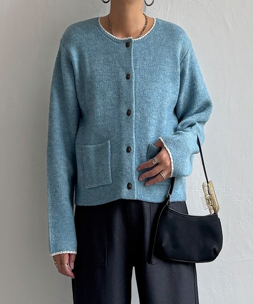 LBC(エルビーシー)の「配色ポケットショートカーディガン(カーディガン/ボレロ・レディース・ホワイト/グレー/ピンク/ブルー・M/L)」の11枚目の写真