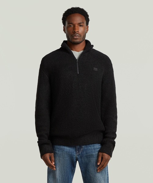 G-STAR(ジースター)の「Boucle Skipper Knit/ブークレスキッパーハーフジップニットセーター(ニット/セーター・メンズ・グリーン系その他/ダークブラック・X-LARGE/SMALL/MEDIUM/LARGE/X-SMALL)」の2枚目の写真