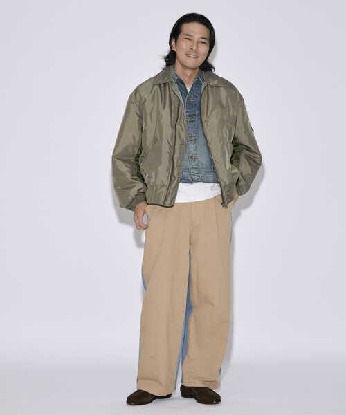 Firsthand（ファーストハンド）の「Firsthand/ファーストハンド オーバーサイズ 配色 切り替え B15 ジャケット / 中綿 ショートジャケット（ブルゾン・メンズ・ブラック/オリーブ・M/L）」の5枚目の写真