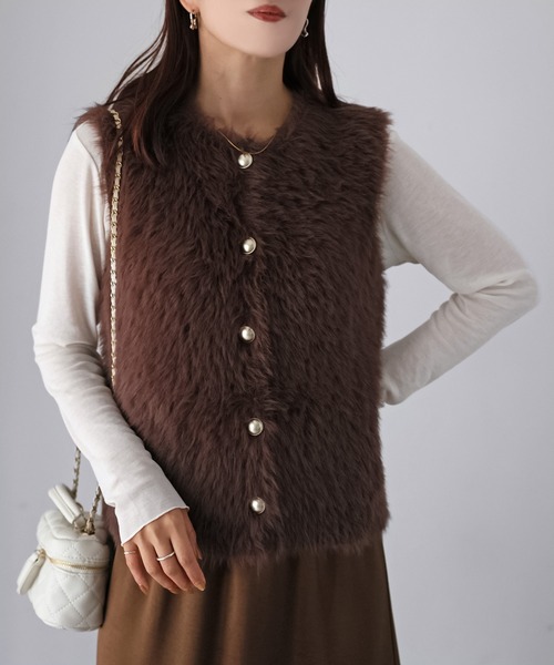 セール】金ボタンシャギーニットベスト（ベスト）｜Riberry（リベリー