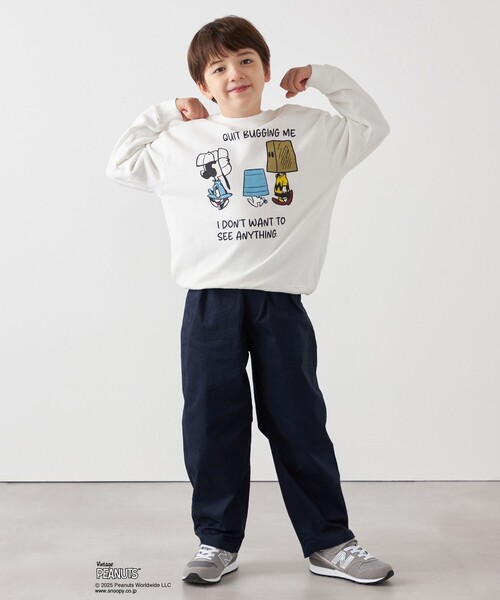 PEANUTS(ピーナッツ)の「SHIPS any: SNOOPY コラボ NOT THERE グラフィック プリント スウェット <KIDS>(スウェット・キッズ・オフホワイト/チャコールグレー・130/140/150/120)」の4枚目の写真