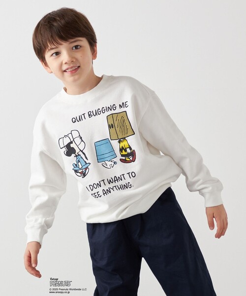 PEANUTS(ピーナッツ)の「SHIPS any: SNOOPY コラボ NOT THERE グラフィック プリント スウェット <KIDS>(スウェット・キッズ・オフホワイト/チャコールグレー・130/140/150/120)」の5枚目の写真