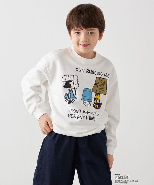 PEANUTS(ピーナッツ)の「SHIPS any: SNOOPY コラボ NOT THERE グラフィック プリント スウェット <KIDS>(スウェット・キッズ・オフホワイト/チャコールグレー・130/140/150/120)」の6枚目の写真