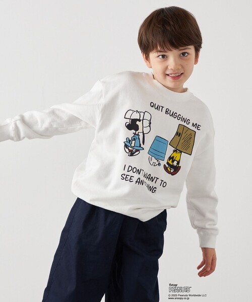 PEANUTS(ピーナッツ)の「SHIPS any: SNOOPY コラボ NOT THERE グラフィック プリント スウェット <KIDS>(スウェット・キッズ・オフホワイト/チャコールグレー・130/140/150/120)」の7枚目の写真