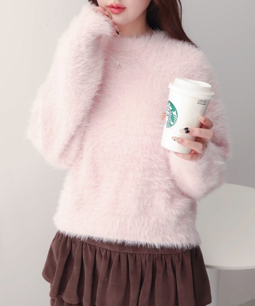 WEGO(ウィゴー)の「WEGO/【25年秋冬新作】シャギーニットプルオーバー(ニット/セーター・レディース・ホワイト系その他5/ワイン/オフホワイト/チャコールグレー/ネイビー/ブラウン/ピンク/レッド・FREE)」の6枚目の写真