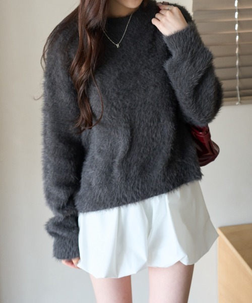 WEGO(ウィゴー)の「WEGO/【25年秋冬新作】シャギーニットプルオーバー(ニット/セーター・レディース・ホワイト系その他5/ワイン/オフホワイト/チャコールグレー/ネイビー/ブラウン/ピンク/レッド・FREE)」の1枚目の写真