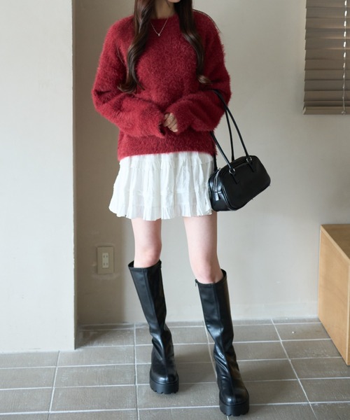 WEGO(ウィゴー)の「WEGO/【25年秋冬新作】シャギーニットプルオーバー(ニット/セーター・レディース・ホワイト系その他5/ワイン/オフホワイト/チャコールグレー/ネイビー/ブラウン/ピンク/レッド・FREE)」の21枚目の写真