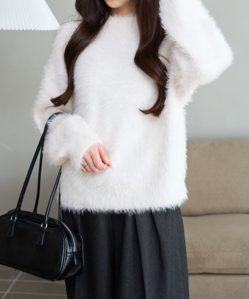 WEGO(ウィゴー)の「WEGO/【25年秋冬新作】シャギーニットプルオーバー(ニット/セーター・レディース・ホワイト系その他5/ワイン/オフホワイト/チャコールグレー/ネイビー/ブラウン/ピンク/レッド・FREE)」の22枚目の写真