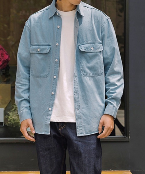 BLANC FICELLE(ブランフィセル)の「デニム シャツ(シャツ/ブラウス・メンズ・ブルー/インディゴブルー・M/L/XL/XX-LARGE/XXXL)」の2枚目の写真