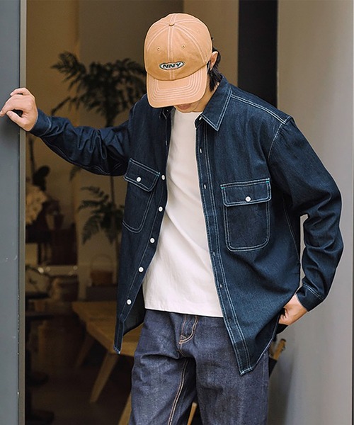 BLANC FICELLE(ブランフィセル)の「デニム シャツ(シャツ/ブラウス・メンズ・ブルー/インディゴブルー・M/L/XL/XX-LARGE/XXXL)」の4枚目の写真