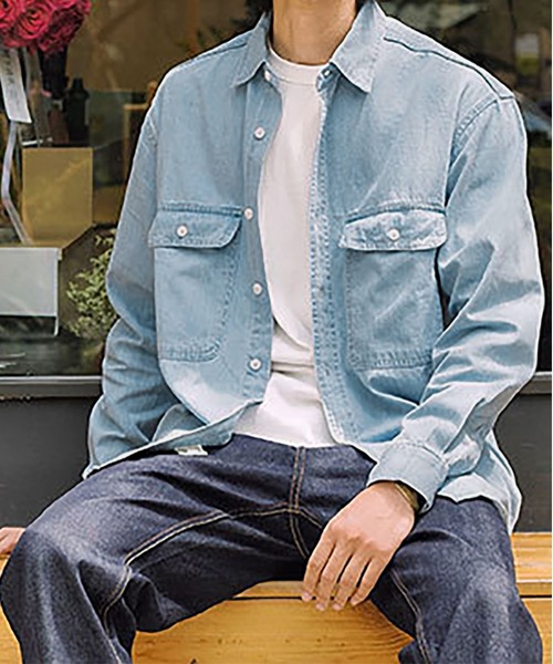 BLANC FICELLE(ブランフィセル)の「デニム シャツ(シャツ/ブラウス・メンズ・ブルー/インディゴブルー・M/L/XL/XX-LARGE/XXXL)」の7枚目の写真