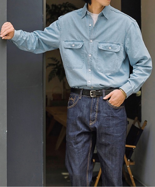 BLANC FICELLE(ブランフィセル)の「デニム シャツ(シャツ/ブラウス・メンズ・ブルー/インディゴブルー・M/L/XL/XX-LARGE/XXXL)」の8枚目の写真