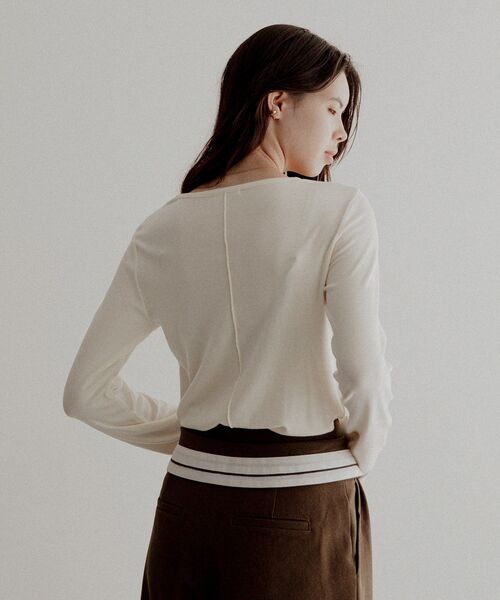 CRAFT STANDARD BOUTIQUE(クラフトスタンダードブティック)の「クルーネックバックメローカットソー◆(Tシャツ/カットソー・レディース・ダークグレー/ライトパープル/アイボリー・FREE)」の18枚目の写真
