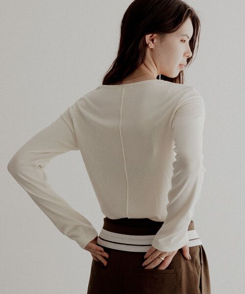 CRAFT STANDARD BOUTIQUE(クラフトスタンダードブティック)の「クルーネックバックメローカットソー◆(Tシャツ/カットソー・レディース・ダークグレー/ライトパープル/アイボリー・FREE)」の17枚目の写真