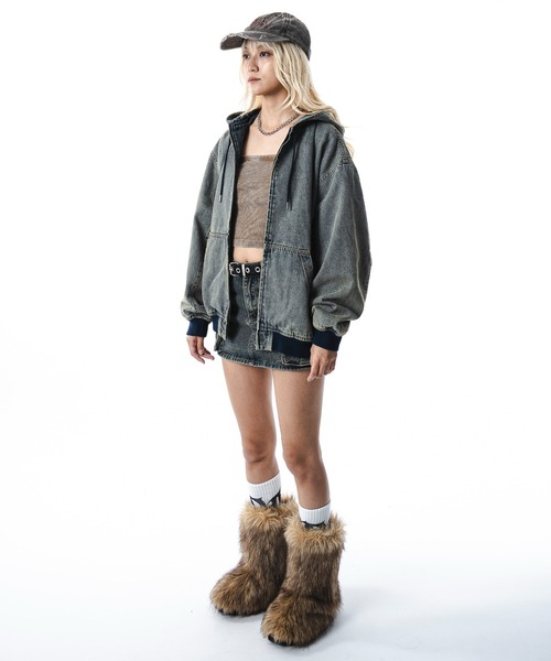 SHORT ROUND（ショートラウンド）の「SHORT ROUND/フードデニムブルゾン（ブルゾン・メンズ・スカイブルー/ブラック系3・LARGE/MEDIUM）」の17枚目の写真