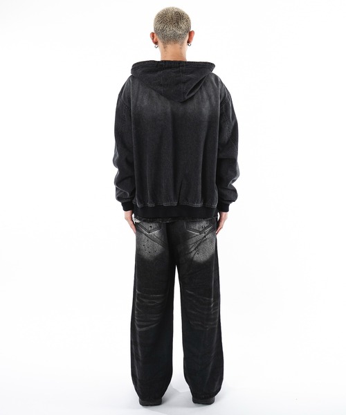 SHORT ROUND（ショートラウンド）の「SHORT ROUND/フードデニムブルゾン（ブルゾン・メンズ・スカイブルー/ブラック系3・LARGE/MEDIUM）」の11枚目の写真