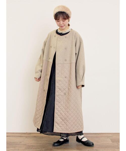 Samansa Mos2（サマンサ モスモス）の「メルトン切替キルティングコート（その他アウター・レディース・ブラウン/ベージュ/チャコールグレー・F）」の6枚目の写真
