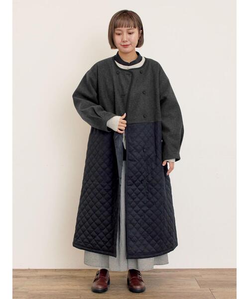 Samansa Mos2（サマンサ モスモス）の「メルトン切替キルティングコート（その他アウター・レディース・ブラウン/ベージュ/チャコールグレー・F）」の9枚目の写真