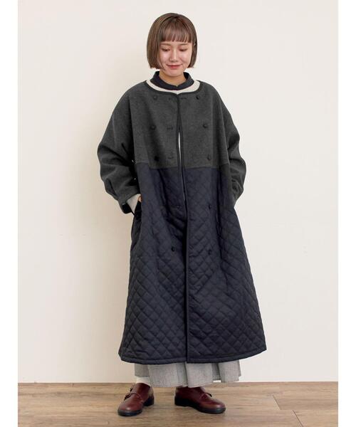 Samansa Mos2（サマンサ モスモス）の「メルトン切替キルティングコート（その他アウター・レディース・ブラウン/ベージュ/チャコールグレー・F）」の10枚目の写真