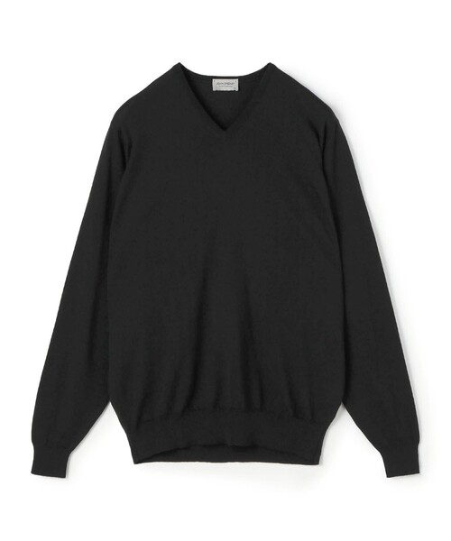 JOHN SMEDLEY(ジョンスメドレー)の「JOHN SMEDLEY PACKHAM メリノウール Vネックプルオーバーニット(ニット/セーター・メンズ・ブラック/ベージュ・L/M/S)」の2枚目の写真