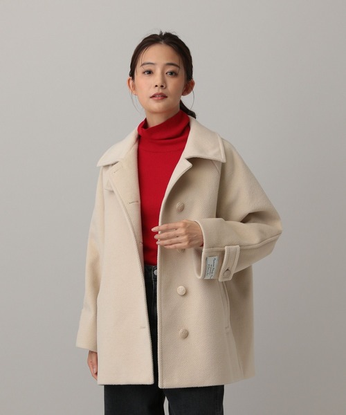 GLOBAL WORK(グローバルワーク)の「MATINEE LINE/ウーリーツイルスタンドコート/603290(ステンカラーコート・レディース・アイボリー/チャコール・MEDIUM/LARGE)」の7枚目の写真