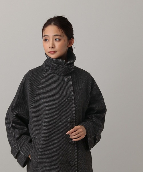 GLOBAL WORK(グローバルワーク)の「MATINEE LINE/ウーリーツイルスタンドコート/603290(ステンカラーコート・レディース・アイボリー/チャコール・MEDIUM/LARGE)」の13枚目の写真