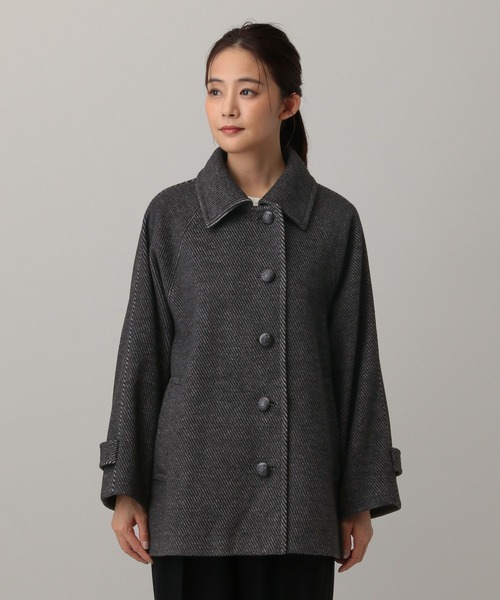 GLOBAL WORK(グローバルワーク)の「MATINEE LINE/ウーリーツイルスタンドコート/603290(ステンカラーコート・レディース・アイボリー/チャコール・MEDIUM/LARGE)」の14枚目の写真