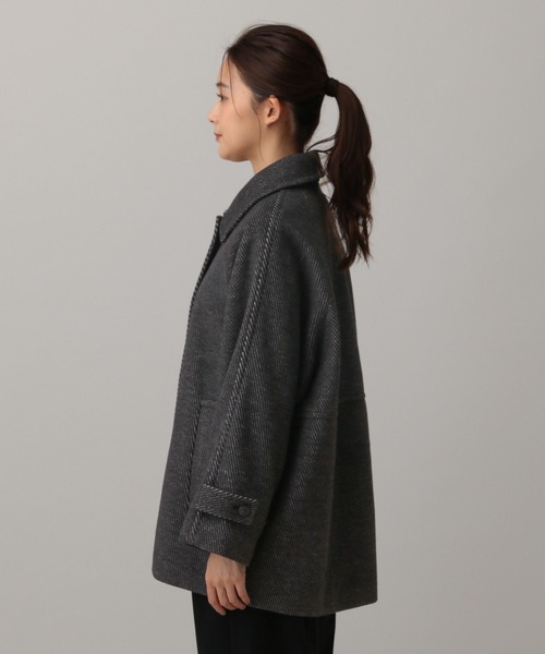 GLOBAL WORK(グローバルワーク)の「MATINEE LINE/ウーリーツイルスタンドコート/603290(ステンカラーコート・レディース・アイボリー/チャコール・MEDIUM/LARGE)」の15枚目の写真