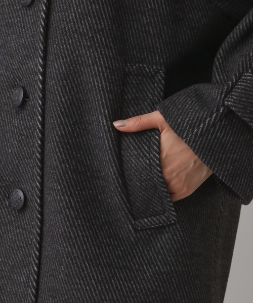 GLOBAL WORK(グローバルワーク)の「MATINEE LINE/ウーリーツイルスタンドコート/603290(ステンカラーコート・レディース・アイボリー/チャコール・MEDIUM/LARGE)」の21枚目の写真