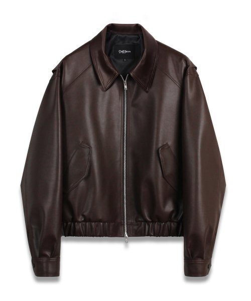 OVERSIZED VEGAN LEATHER BOMBER JACKET (BROWN)