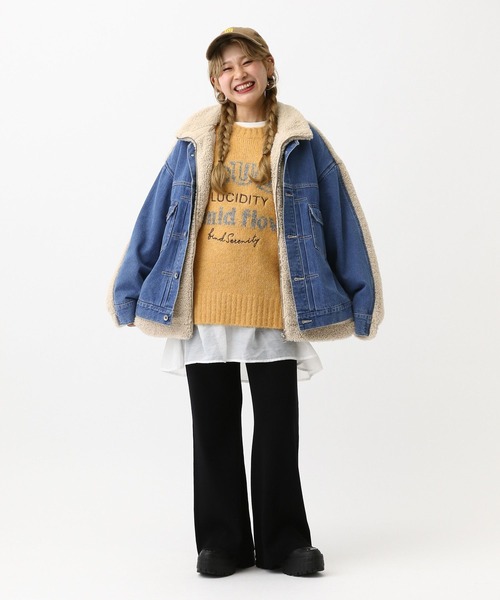 新品　レプシィム　デニムボアドッキングジャケット　ブルー×ベージュ セール】デニムボアドッキングジャケット 593752（デニムジャケット