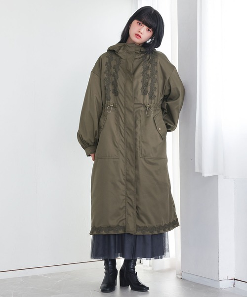 somari imagination（ソマリ イマジネーション）の「『レースモチーフモッズコート』（モッズコート・レディース・カーキ/ブラック・FREE）」の6枚目の写真