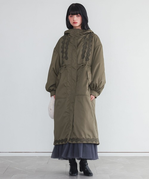 somari imagination（ソマリ イマジネーション）の「『レースモチーフモッズコート』（モッズコート・レディース・カーキ/ブラック・FREE）」の4枚目の写真