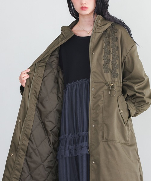 somari imagination（ソマリ イマジネーション）の「『レースモチーフモッズコート』（モッズコート・レディース・カーキ/ブラック・FREE）」の9枚目の写真