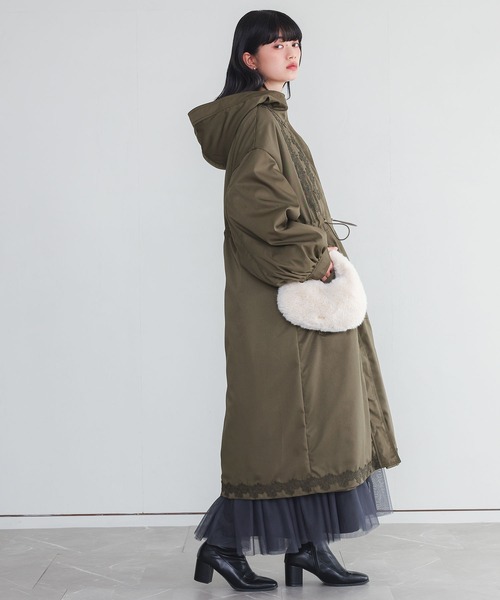 somari imagination（ソマリ イマジネーション）の「『レースモチーフモッズコート』（モッズコート・レディース・カーキ/ブラック・FREE）」の5枚目の写真