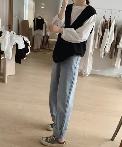 Doux Belle（ドゥーベル）の「ミニマルデザインノースリーブニットベスト（ベスト・レディース・テラコッタ/グレー/ブラック/ベージュ・FREE）」の19枚目の写真