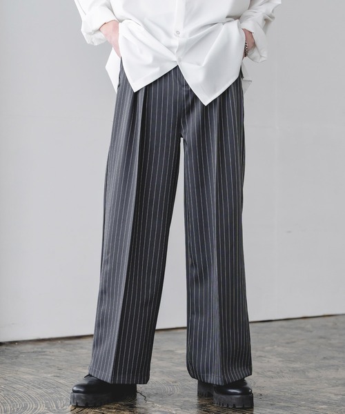 Rocky Monroe(ロッキーモンロー)の「新色追加 セミワイド2タックイージーストレートスラックス(スラックス・メンズ・ストライプ/ブラック/ブラウン/チャコールグレー/アイボリー/チャコール/グレー/ワイン/グレイッシュベージュ・XL/L/M)」の4枚目の写真