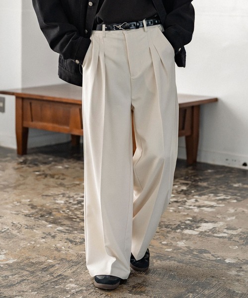 Rocky Monroe(ロッキーモンロー)の「新色追加 セミワイド2タックイージーストレートスラックス(スラックス・メンズ・ストライプ/ブラック/ブラウン/チャコールグレー/アイボリー/チャコール/グレー/ワイン/グレイッシュベージュ・XL/L/M)」の2枚目の写真